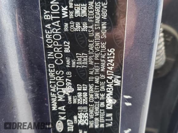 ✅ 2018 Kia Sportage LX • VIN: KNDPM3AC4J7424156 • Lot: 82735745. Listed on Copart with 125,677 mi. Free auction sales archive from the USA and detailed vehicle history report at DreamBid. Image 13.