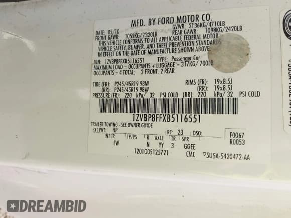 ✅ 2011 Ford Mustang GT Premium • VIN: 1ZVBP8FFXB5116551 • Lot: 43537933. Wystawiony na IAAI z przebiegiem 89 201 mil. Bezpłatny archiwum sprzedaży aukcyjnych z USA i szczegółowy raport historii pojazdu na DreamBid. Zdjęcie 9.