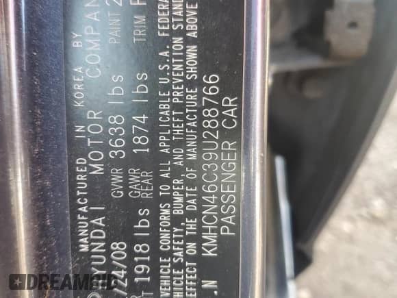 2009 Hyundai Accent Auto GLS z VIN KMHCN46C39U288766, wystawiony jako Copart lot #73111784 z przebiegiem 245 650 mil mil oraz Szkoda całkowita • Salvage title. Historia ofert i sprzedaży dostępna na DreamBid. Obrazek 12.