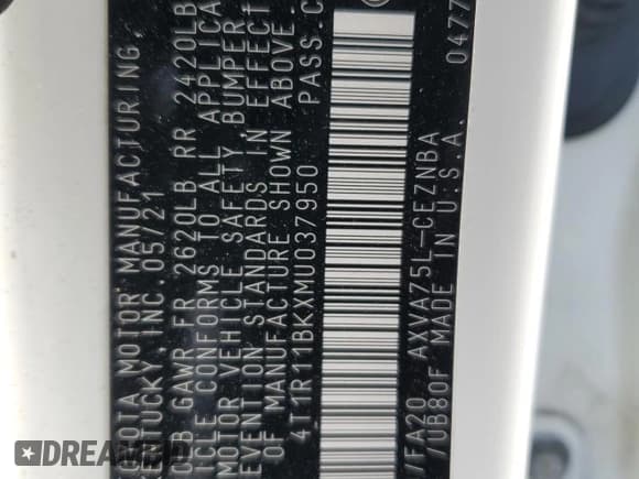 ✅ 2021 Toyota Camry LE • VIN: 4T1R11BKXMU037950 • Lot: 90586435. Listed on Copart with 16,078 mi. Free auction sales archive from the USA and detailed vehicle history report at DreamBid. Image 12.