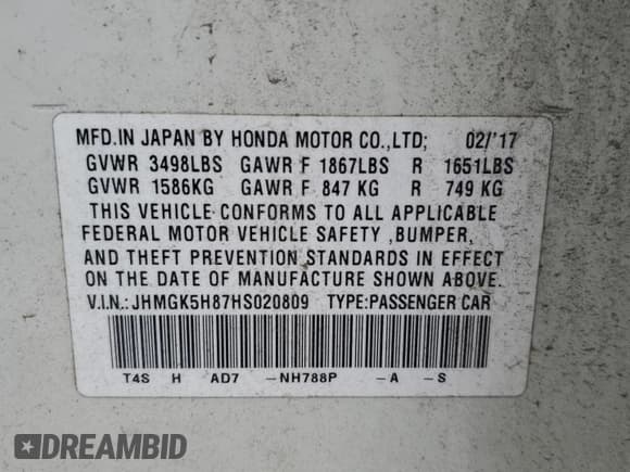 ✅ 2017 Honda Fit EX-L • VIN: JHMGK5H87HS020809 • Lot: 85492015. Listed on Copart with 29,822 mi. Free auction sales archive from the USA and detailed vehicle history report at DreamBid. Image 12.