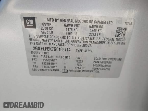 ✅ 2016 Chevrolet Equinox LT • VIN: 2GNFLFEK7G6165714 • Лот: 43089519. Опубликован ранее на IAAI с пробегом 225 000 миль. Бесплатный доступ к архиву аукционных продаж из США и подробный отчёт об истории автомобиля на DreamBid. Изображение 9.