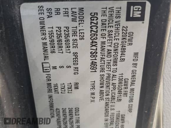 2007 Saturn VUE V6 с VIN 5GZCZ634X7S814691, выставлен на аукционе Copart как лот 77951104 с пробегом 98 027 миль миль и Списание • Salvage title. История ставок и продаж доступна на DreamBid. Изображение 13.