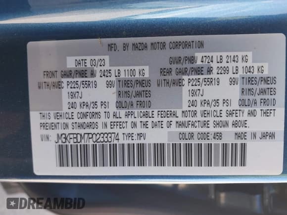 ✅ 2023 Mazda CX-5 S Premium • VIN: JM3KFBDM7P0233374 • Lot: 41996863. Wystawiony na IAAI z przebiegiem 14 571 mil. Bezpłatny archiwum sprzedaży aukcyjnych z USA i szczegółowy raport historii pojazdu na DreamBid. Zdjęcie 9.