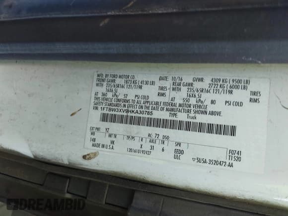 ✅ 2017 Ford Transit • VIN: 1FTBW3XV9HKA30785 • Lot: 43079343. Listed on IAAI with 183,078 mi. Free auction sales archive from the USA and detailed vehicle history report at DreamBid. Image 9.