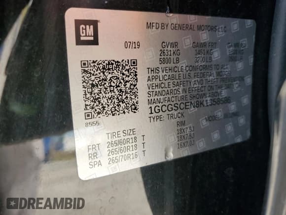 ✅ 2019 Chevrolet Colorado 2WD LT • VIN: 1GCGSCEN8K1358586 • Lot: 91137515. Wystawiony na Copart z przebiegiem 66 355 mil. Bezpłatny archiwum sprzedaży aukcyjnych z USA i szczegółowy raport historii pojazdu na DreamBid. Zdjęcie 13.