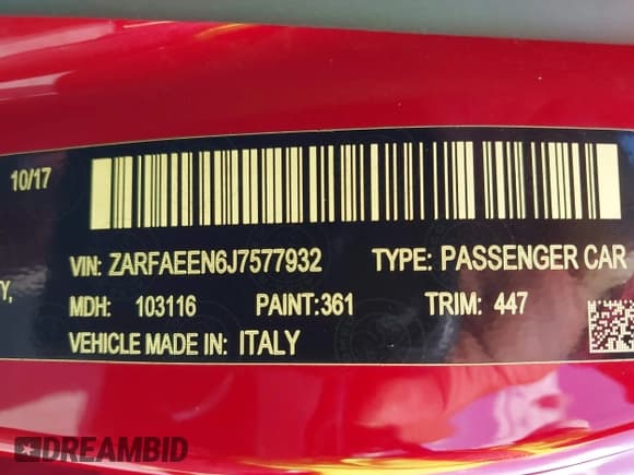 ✅ 2018 Alfa Romeo Giulia Ti Sport • VIN: ZARFAEEN6J7577932 • Лот: 43370364. Опубликован ранее на IAAI с пробегом 52 651 миль. Бесплатный доступ к архиву аукционных продаж из США и подробный отчёт об истории автомобиля на DreamBid. Изображение 9.