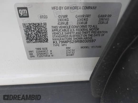 2024 Chevrolet TrailBlazer LT с VIN KL79MPS29RB030597, выставлен на аукционе IAAI как лот 42628144 с пробегом 25 806 миль миль и . История ставок и продаж доступна на DreamBid. Изображение 9.