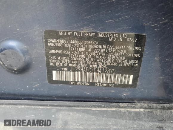 ✅ 2013 Subaru Forester X Limited • VIN: JF2SHAEC3DH412870 • Lot: 63278245. Wystawiony na Copart z przebiegiem Nie podano. Bezpłatny archiwum sprzedaży aukcyjnych z USA i szczegółowy raport historii pojazdu na DreamBid. Zdjęcie 14.