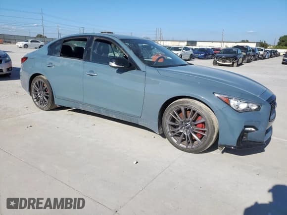 ✅ 2023 Infiniti Q50 Red Sport 400 • VIN: JN1FV7DP3PM570513 • Lot: 64475995. Listed on Copart with 21,765 mi. Free auction sales archive from the USA and detailed vehicle history report at DreamBid. Image 4.