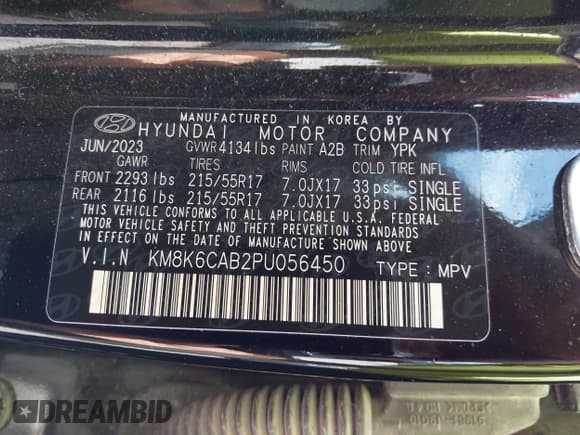 ✅ 2023 Hyundai Kona SEL • VIN: KM8K6CAB2PU056450 • Лот: 43398130. Опубликован ранее на IAAI с пробегом 31 261 миль. Бесплатный доступ к архиву аукционных продаж из США и подробный отчёт об истории автомобиля на DreamBid. Изображение 9.