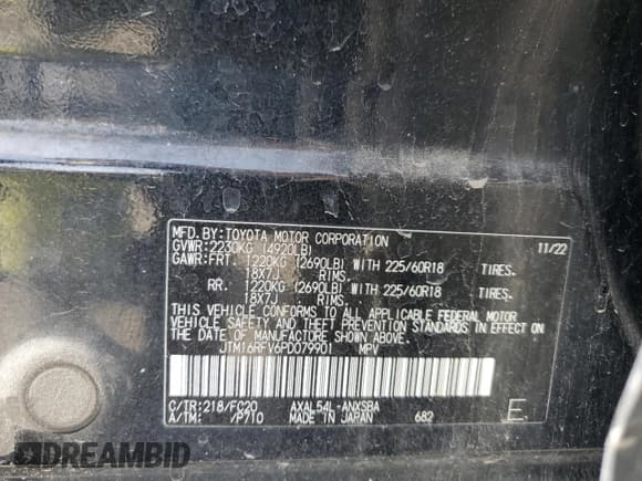 ✅ 2023 Toyota RAV4 Hybrid SE • VIN: JTM16RFV6PD079901 • Лот: 54138265. Опубликован ранее на Copart с пробегом 38 014 миль. Бесплатный доступ к архиву аукционных продаж из США и подробный отчёт об истории автомобиля на DreamBid. Изображение 14.