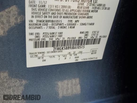 ✅ 2018 Ford Flex SE • VIN: 2FMGK5B89JBA10515 • Lot: 71260175. Wystawiony na Copart z przebiegiem 49 540 mil. Bezpłatny archiwum sprzedaży aukcyjnych z USA i szczegółowy raport historii pojazdu na DreamBid. Zdjęcie 14.