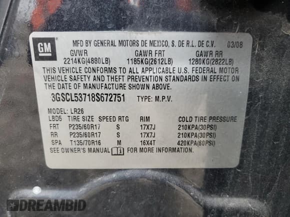 ✅ 2008 Saturn VUE XR • VIN: 3GSCL53718S672751 • Lot: 45686215. Wystawiony na Copart z przebiegiem 216 338 mil. Bezpłatny archiwum sprzedaży aukcyjnych z USA i szczegółowy raport historii pojazdu na DreamBid. Zdjęcie 12.