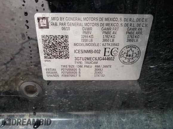 ✅ 2018 GMC Sierra 1500 SLE • VIN: 3GTU2MEC6JG444602 • Лот: 89868435. Опубликован ранее на Copart с пробегом 246 313 миль. Бесплатный доступ к архиву аукционных продаж из США и подробный отчёт об истории автомобиля на DreamBid. Изображение 12.