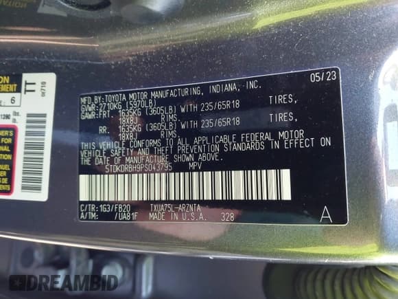 ✅ 2023 Toyota Highlander XSE • VIN: 5TDKDRBH9PS043795 • Lot: 43762218. Listed on IAAI with 40,059 mi. Free auction sales archive from the USA and detailed vehicle history report at DreamBid. Image 9.