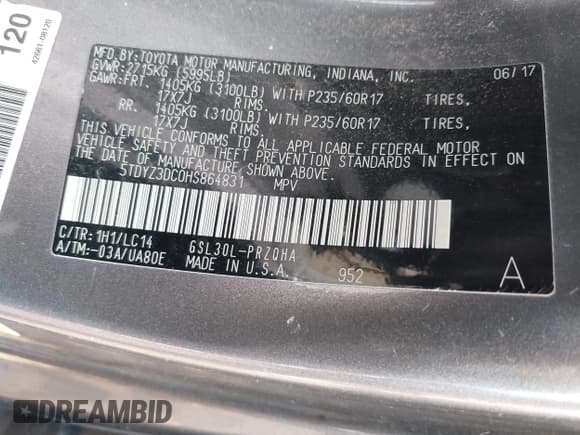 ✅ 2017 Toyota Sienna XLE Auto Access Seat • VIN: 5TDYZ3DC0HS864831 • Lot: 42380975. Listed on IAAI with 116,556 mi. Free auction sales archive from the USA and detailed vehicle history report at DreamBid. Image 9.