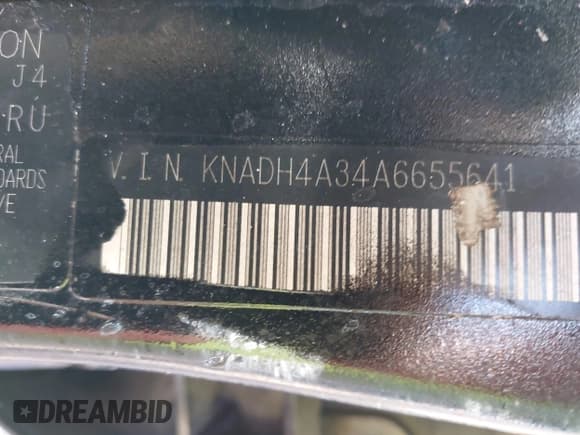 ✅ 2010 Kia Rio LX • VIN: KNADH4A34A6655641 • Lot: 43399555. Listed on IAAI with 68,522 mi. Free auction sales archive from the USA and detailed vehicle history report at DreamBid. Image 9.