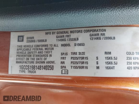 ✅ 2004 Chevrolet Colorado Z85 • VIN: 1GCCS198148140250 • Lot: 42677495. Wystawiony na IAAI z przebiegiem 127 185 mil. Bezpłatny archiwum sprzedaży aukcyjnych z USA i szczegółowy raport historii pojazdu na DreamBid. Zdjęcie 9.