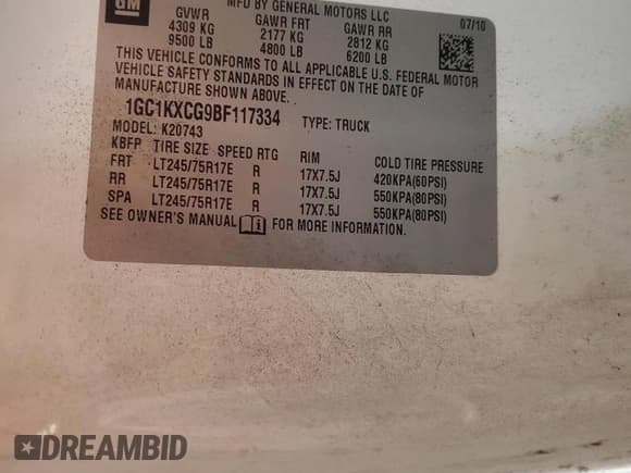 ✅ 2011 Chevrolet Silverado 2500HD LT • VIN: 1GC1KXCG9BF117334 • Lot: 81958125. Listed on Copart with 316,530 mi. Free auction sales archive from the USA and detailed vehicle history report at DreamBid. Image 12.