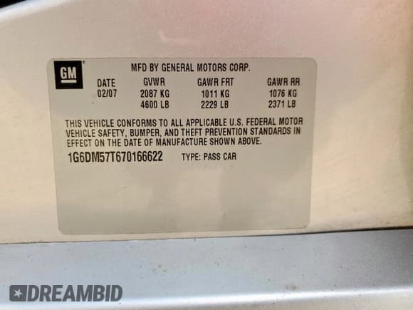 ✅ 2007 Cadillac CTS • VIN: 1G6DM57T670166622 • Лот: 67309875. Опубликован ранее на Copart с пробегом 121 779 миль. Бесплатный доступ к архиву аукционных продаж из США и подробный отчёт об истории автомобиля на DreamBid. Изображение 12.