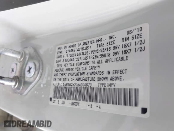 ✅ 2011 Acura RDX • VIN: 5J8TB2H20BA000670 • Lot: 42174327. Listed on IAAI with 154,569 mi. Free auction sales archive from the USA and detailed vehicle history report at DreamBid. Image 9.