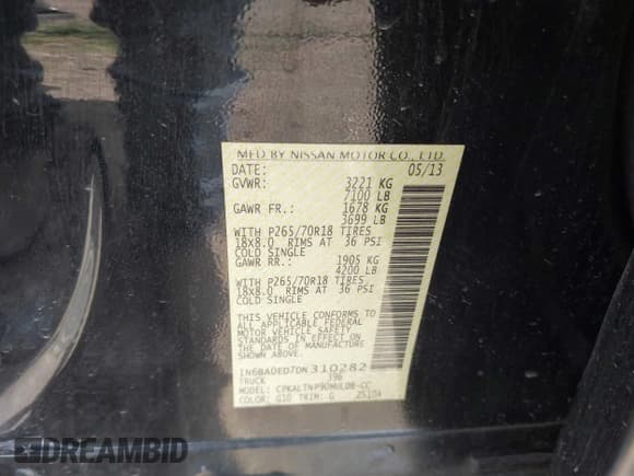 ✅ 2013 Nissan Titan SL • VIN: 1N6BA0ED7DN310282 • Lot: 42150234. Wystawiony na IAAI z przebiegiem 151 563 mil. Bezpłatny archiwum sprzedaży aukcyjnych z USA i szczegółowy raport historii pojazdu na DreamBid. Zdjęcie 9.