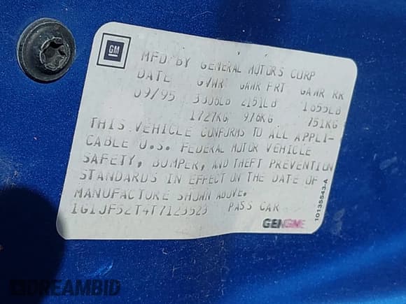 ✅ 1996 Chevrolet Cavalier LS • VIN: 1G1JF52T4T7123523 • Лот: 43777615. Опубликован ранее на IAAI с пробегом 239 910 миль. Бесплатный доступ к архиву аукционных продаж из США и подробный отчёт об истории автомобиля на DreamBid. Изображение 9.