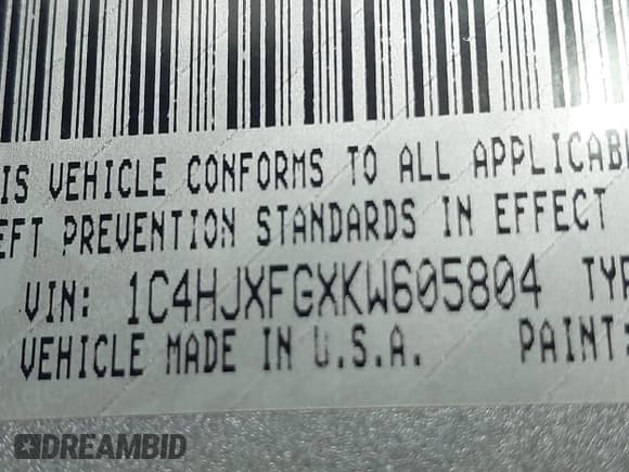 ✅ 2019 Jeep Wrangler Unlimited Rubicon • VIN: 1C4HJXFGXKW605804 • Lot: 43309870. Wystawiony na IAAI z przebiegiem 106 395 mil. Bezpłatny archiwum sprzedaży aukcyjnych z USA i szczegółowy raport historii pojazdu na DreamBid. Zdjęcie 9.