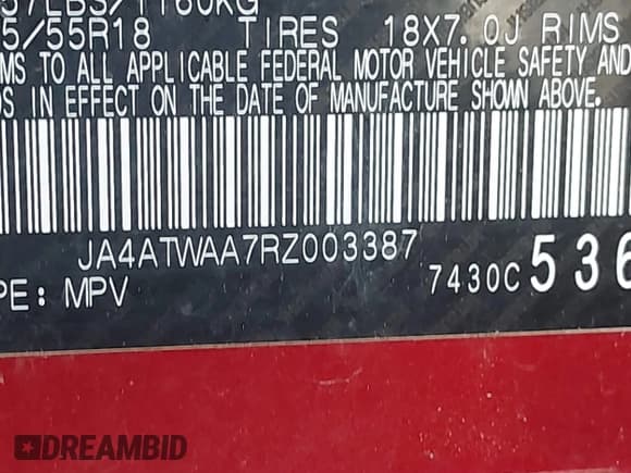 ✅ 2024 Mitsubishi Eclipse Cross SE • VIN: JA4ATWAA7RZ003387 • Лот: 42691727. Опубликован ранее на IAAI с пробегом 40 419 миль. Бесплатный доступ к архиву аукционных продаж из США и подробный отчёт об истории автомобиля на DreamBid. Изображение 9.