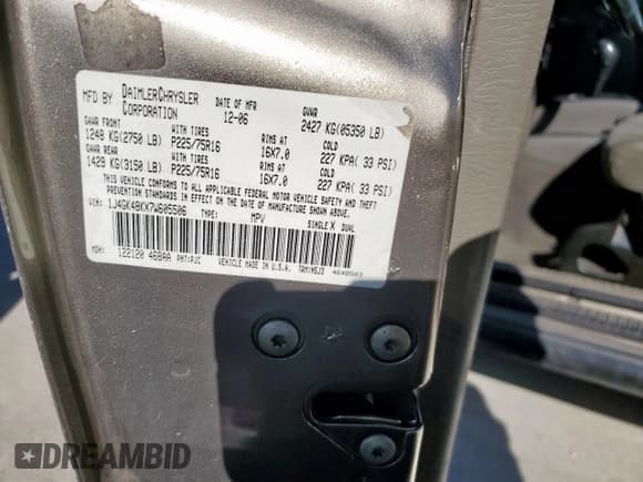 ✅ 2007 Jeep Liberty Sport • VIN: 1J4GK48KX7W605506 • Lot: 81294195. Listed on Copart with Not provided. Free auction sales archive from the USA and detailed vehicle history report at DreamBid. Image 13.