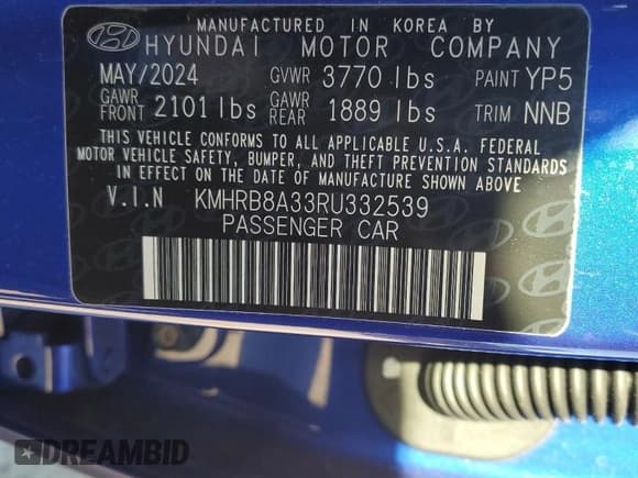 ✅ 2024 Hyundai Venue SE • VIN: KMHRB8A33RU332539 • Lot: 87899845. Listed on Copart with 7,517 mi. Free auction sales archive from the USA and detailed vehicle history report at DreamBid. Image 15.
