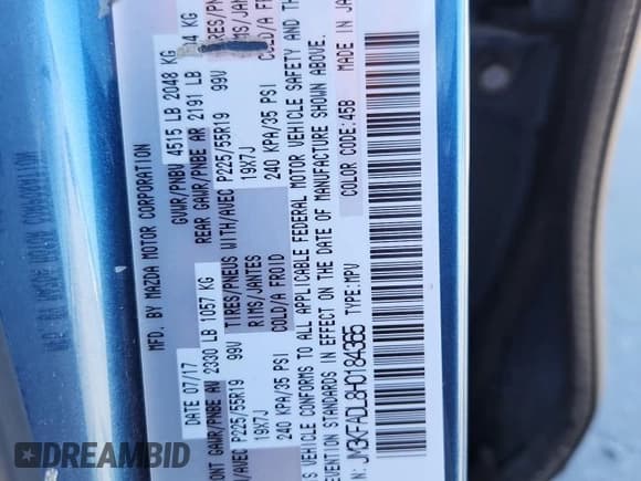 ✅ 2017 Mazda CX-5 Grand Touring • VIN: JM3KFADL8H0184365 • Лот: 69624695. Опубликован ранее на Copart с пробегом 119 515 миль. Бесплатный доступ к архиву аукционных продаж из США и подробный отчёт об истории автомобиля на DreamBid. Изображение 13.