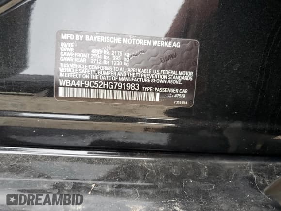 ✅ 2017 BMW 4 Series 430i xDrive • VIN: WBA4F9C52HG791983 • Lot: 68452695. Listed on Copart with 110,997 mi. Free auction sales archive from the USA and detailed vehicle history report at DreamBid. Image 12.