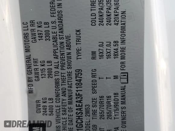 ✅ 2015 Chevrolet Colorado 2WD WT • VIN: 1GCHSAEA3F1184759 • Лот: 70592444. Опубликован ранее на Copart с пробегом 230 536 миль. Бесплатный доступ к архиву аукционных продаж из США и подробный отчёт об истории автомобиля на DreamBid. Изображение 12.