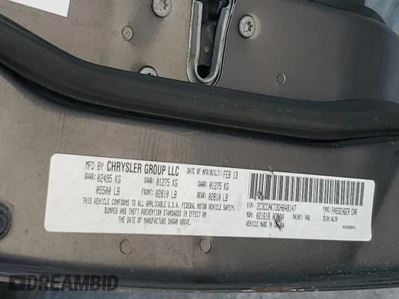 ✅ 2013 Chrysler 300 C • VIN: 2C3CCAKT3DH648147 • Лот: 59523465. Опубликован ранее на Copart с пробегом 162 608 миль. Бесплатный доступ к архиву аукционных продаж из США и подробный отчёт об истории автомобиля на DreamBid. Изображение 12.