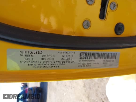 ✅ 2017 Dodge Challenger R/T • VIN: 2C3CDZBT1HH573756 • Лот: 41305792. Опубликован ранее на IAAI с пробегом Не указан. Бесплатный доступ к архиву аукционных продаж из США и подробный отчёт об истории автомобиля на DreamBid. Изображение 9.