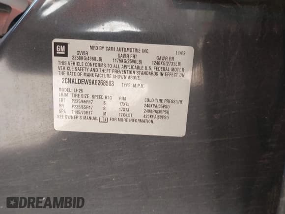 ✅ 2010 Chevrolet Equinox 1LT • VIN: 2CNALDEW9A6268503 • Лот: 43497828. Опубликован ранее на IAAI с пробегом 125 021 миль. Бесплатный доступ к архиву аукционных продаж из США и подробный отчёт об истории автомобиля на DreamBid. Изображение 9.