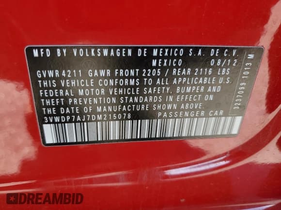 ✅ 2013 Volkswagen Jetta SE • VIN: 3VWDP7AJ7DM215078 • Lot: 81124564. Wystawiony na Copart z przebiegiem 236 284 mil. Bezpłatny archiwum sprzedaży aukcyjnych z USA i szczegółowy raport historii pojazdu na DreamBid. Zdjęcie 13.