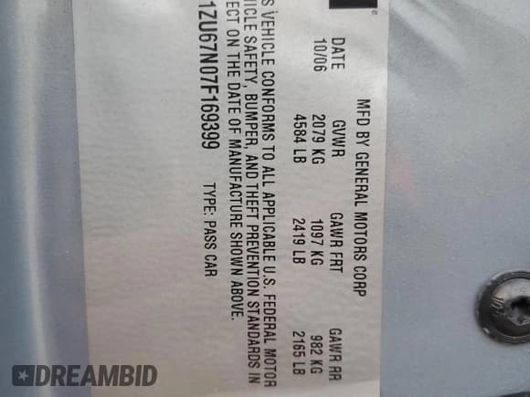 ✅ 2007 Chevrolet Malibu • VIN: 1G1ZU67N07F169399 • Lot: 86673245. Listed on Copart with 231,501 mi. Free auction sales archive from the USA and detailed vehicle history report at DreamBid. Image 13.