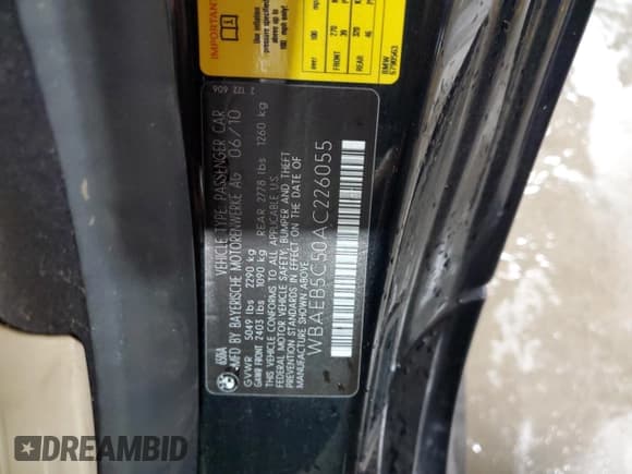 ✅ 2010 BMW 6 Series 650i • VIN: WBAEB5C50AC226055 • Lot: 80908155. Listed on Copart with 25,435 mi. Free auction sales archive from the USA and detailed vehicle history report at DreamBid. Image 12.