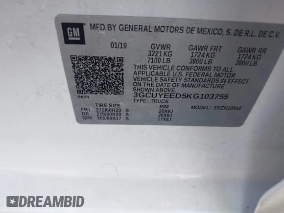 ✅ 2019 Chevrolet Silverado 1500 RST • VIN: 3GCUYEED5KG103755 • Lot: 43631636. Wystawiony na IAAI z przebiegiem 146 702 mil. Bezpłatny archiwum sprzedaży aukcyjnych z USA i szczegółowy raport historii pojazdu na DreamBid. Zdjęcie 9.