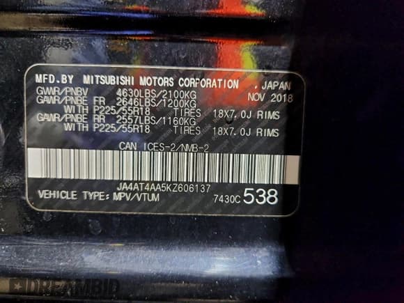 ✅ 2019 Mitsubishi Eclipse Cross LE • VIN: JA4AT4AA5KZ606137 • Лот: 95891665. Опубликован ранее на Copart с пробегом 138 428 миль. Бесплатный доступ к архиву аукционных продаж из США и подробный отчёт об истории автомобиля на DreamBid. Изображение 13.