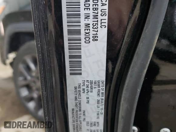 2021 Jeep Compass 80th Anniversary с VIN 3C4NJDEB7MT537168, выставлен на аукционе Copart как лот 81947115 с пробегом 35 696 миль миль и На запчасти • Non repairable. История ставок и продаж доступна на DreamBid. Изображение 13.