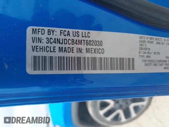 ✅ 2021 Jeep Compass Limited • VIN: 3C4NJDCB4MT602030 • Lot: 41752693. Wystawiony na IAAI z przebiegiem Nie podano. Bezpłatny archiwum sprzedaży aukcyjnych z USA i szczegółowy raport historii pojazdu na DreamBid. Zdjęcie 9.