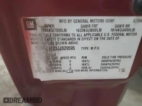 ✅ 2004 Chevrolet Suburban LS • VIN: 1GNFK16Z24J329595 • Лот: 85532674. Опубликован ранее на Copart с пробегом 221 420 миль. Бесплатный доступ к архиву аукционных продаж из США и подробный отчёт об истории автомобиля на DreamBid. Изображение 13.