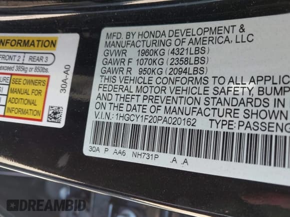 ✅ 2023 Honda Accord LX • VIN: 1HGCY1F20PA020162 • Lot: 43472120. Wystawiony na IAAI z przebiegiem 68 794 mil. Bezpłatny archiwum sprzedaży aukcyjnych z USA i szczegółowy raport historii pojazdu na DreamBid. Zdjęcie 9.