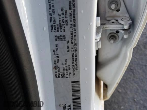 2022 Ram 1500 Lone Star with VIN 1C6SRFFT7NN236066, listed as a Copart auction lot 46661134 with 29,545 mi miles and Non repairable. Bid and sale history available at DreamBid. Image 12.