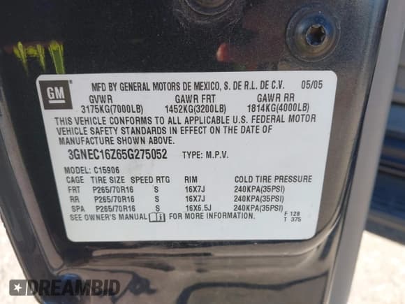 ✅ 2005 Chevrolet Suburban LT • VIN: 3GNEC16Z65G275052 • Лот: 43595647. Опубликован ранее на IAAI с пробегом 202 400 миль. Бесплатный доступ к архиву аукционных продаж из США и подробный отчёт об истории автомобиля на DreamBid. Изображение 9.