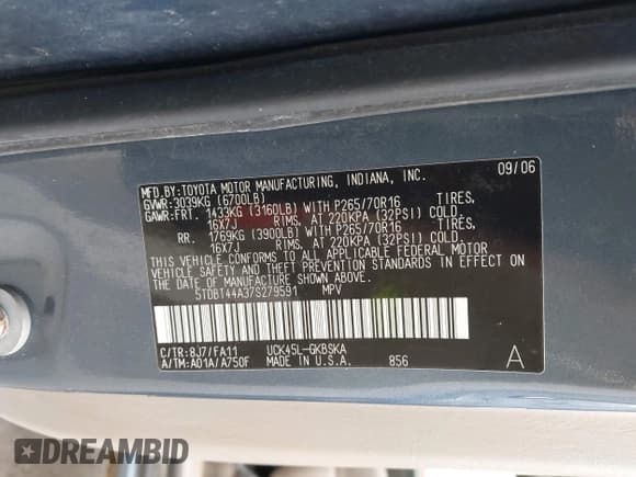 ✅ 2007 Toyota Sequoia SR5 • VIN: 5TDBT44A37S279591 • Lot: 42624958. Wystawiony na IAAI z przebiegiem 264 060 mil. Bezpłatny archiwum sprzedaży aukcyjnych z USA i szczegółowy raport historii pojazdu na DreamBid. Zdjęcie 9.
